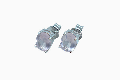 Divya दिव्या | Rosenquarz | Ohrstecker | Silber | Rhodiniert